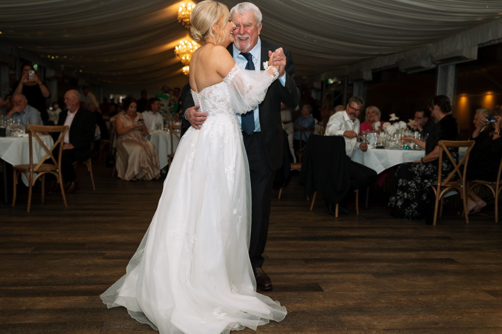 father daughter dance at a wedding reception in the hunter valley