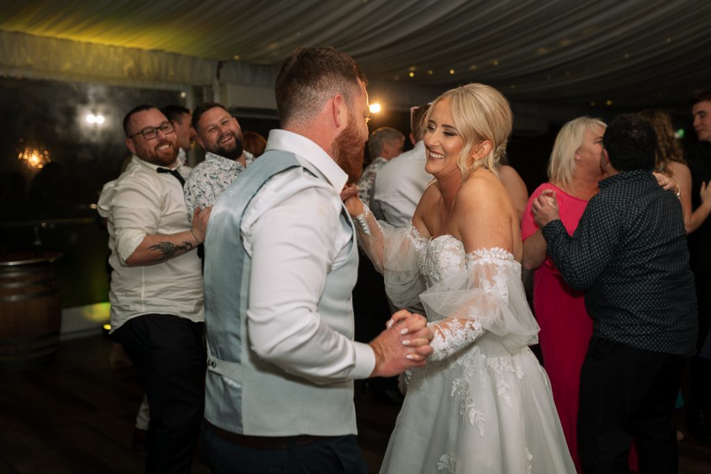 the first dance with husband and wife at a wedding reception in the hunter valley