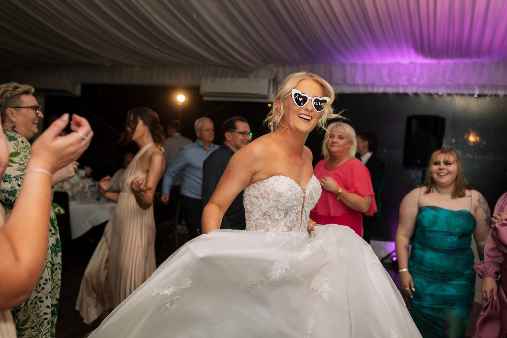 bride dancing at a wedding reception in the hunter valley